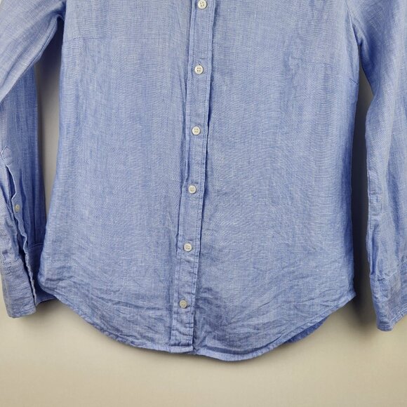 J. Crew Baird McNutt Irish Linen Perfect Button Up Shirt Blue 00P - Picture 4 of 10